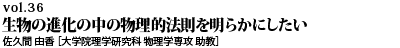 vol.36　生命の基本的な機能を再現し、生物の進化の中の物理的法則を明らかにしたい 佐久間 由香 ［大学院理学研究科 物理学専攻 助教］